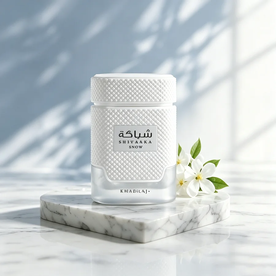 Parfum Khadlaj Shiyaaka Snow Fragrance 100ml 3.3 FL OZ, Eau de Parfum longue durée, Spray de Cologne au Musc et Jasmin Pur