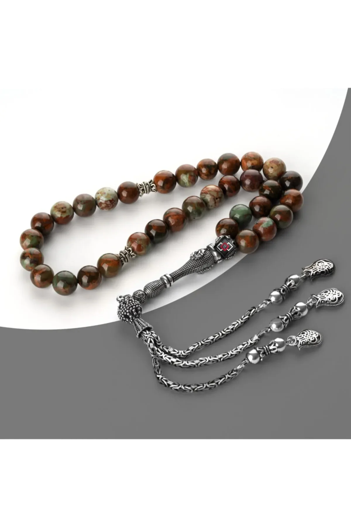 

Agate Stone Rosary with Silver Tassels