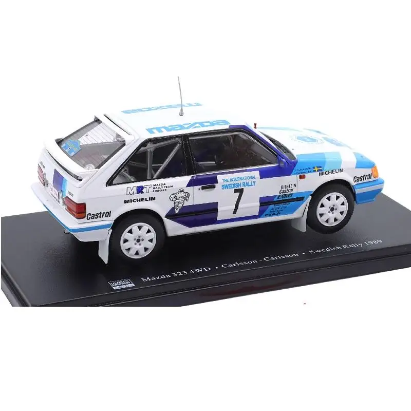 Salvat, voiture de rallye suédoise 323 4Wd Rally De Suecia 1989, échelle 1:24, miniature moulée sous pression, collection de championnat de rallye mondial Wrc, présentation en blister avec base d'identification