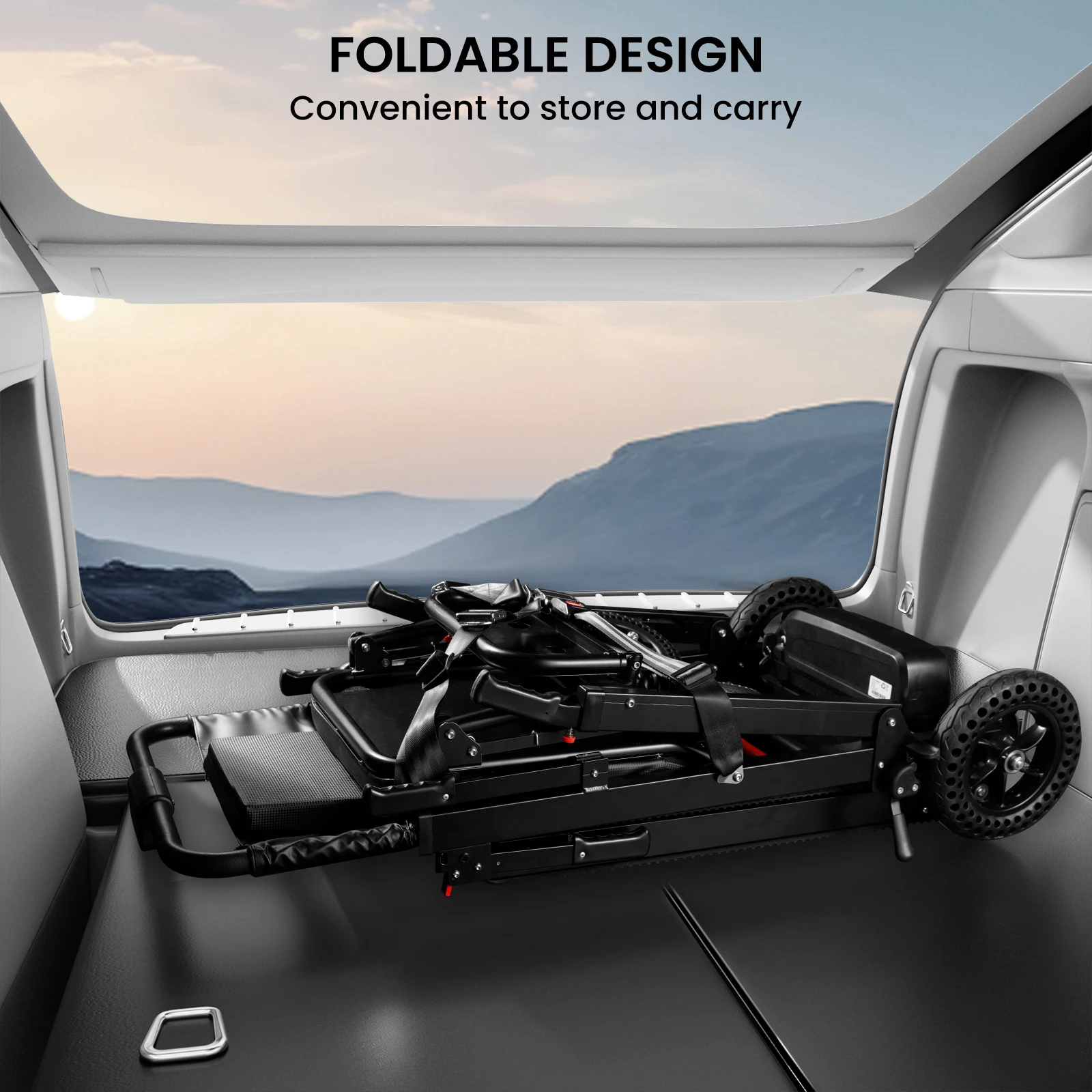 บันไดไฟฟ้าปีนเขาเก้าอี้พับฉุกเฉินบันไดลิฟท์รถเข็นแบตเตอรี่ดําเนินการสําหรับผู้สูงอายุพิการ 440 ปอนด์โหลดสูงสุด