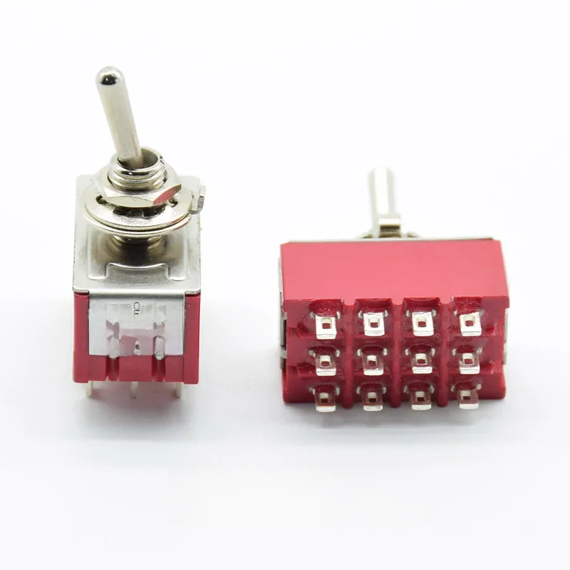 1 PC NOWOŚĆ Czerwony 12-stykowy przełącznik ON-OFF-ON/ON ON 3/2-pozycyjny Mini przełącznik dwupozycyjny AC 6A/125V 2A/250V z zaciskiem lutowniczym wodoodporny — zdjęcie 2