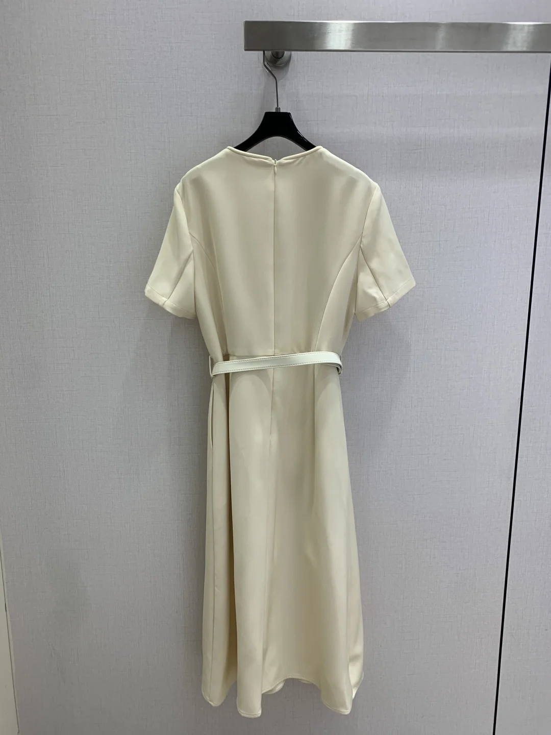 Women Lady New Early Autumn Brief Daily Office Lady Round Collar Slim Waist Strap Belt Glittering Diamond Bowknot Long Dress