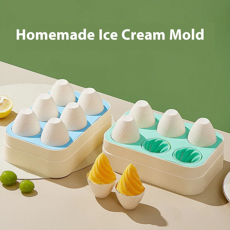 Homemade Ice Cream Mold 6-grid Ice Cream DIY Food Grade Silicone Mold Mini Popsicle Mold Silicone ice tray