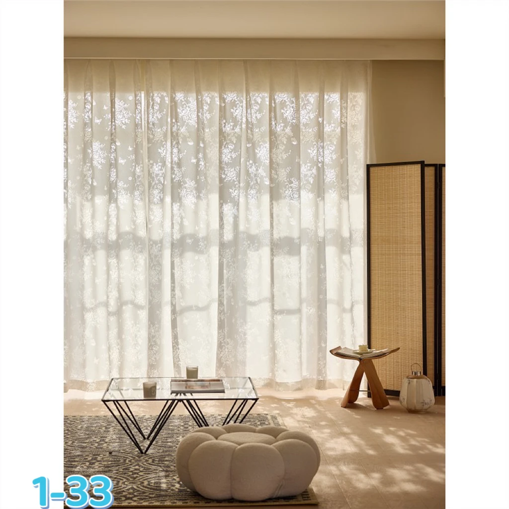 

French light luxury curtains 2024 new gauze curtains bedroom living room light-transmitting and impermeable window screens high-