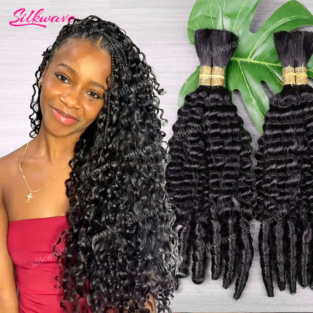 

Burmese Curly Human Hair Bulk For Braiding Hair Extension #1B Natural Black Color 30 Inch No Weft Raw Virgin Boho Braids Hair