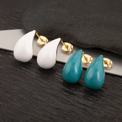 Nidin New Trendy Waterdrop Hollow Design Stud Earrings 5 Colors For Women Fashion Versatile Ear Jewelry Wholesale Accessories