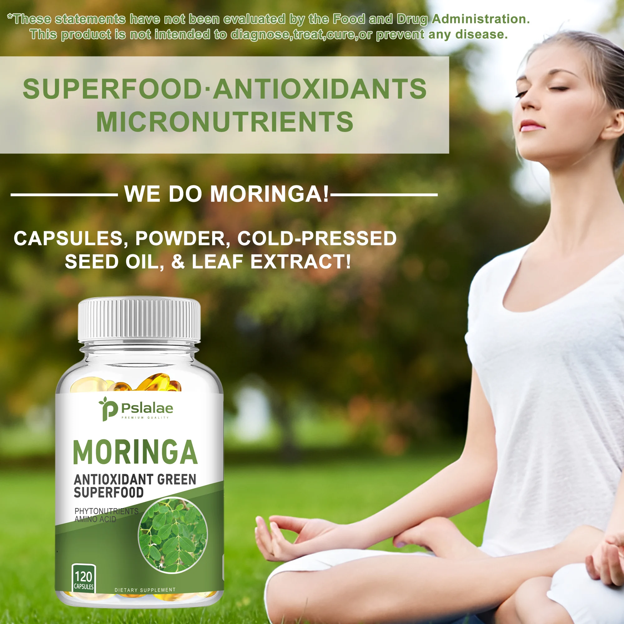 Moringa Capsules 1000mg - for Immune System, Energy & Metabolism, Antioxidant - 120 Capsules