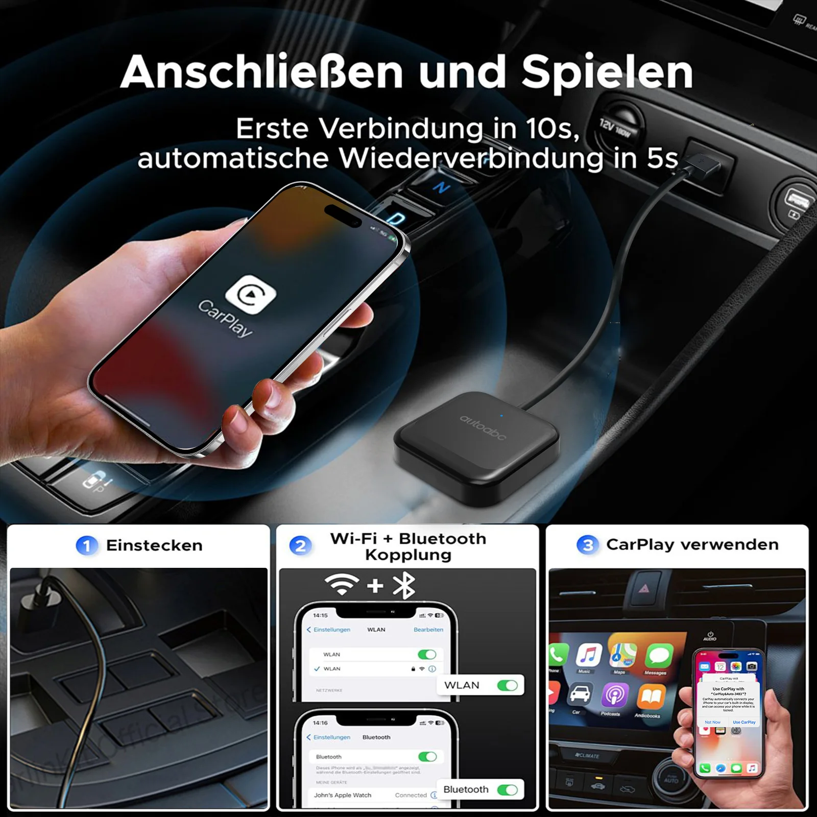 AUTOABC لـ Changan CS35 plus، Hunter، Alsvin carbitlink محول اتصال سهل يحول إلى CarPlay وAndroid Auto