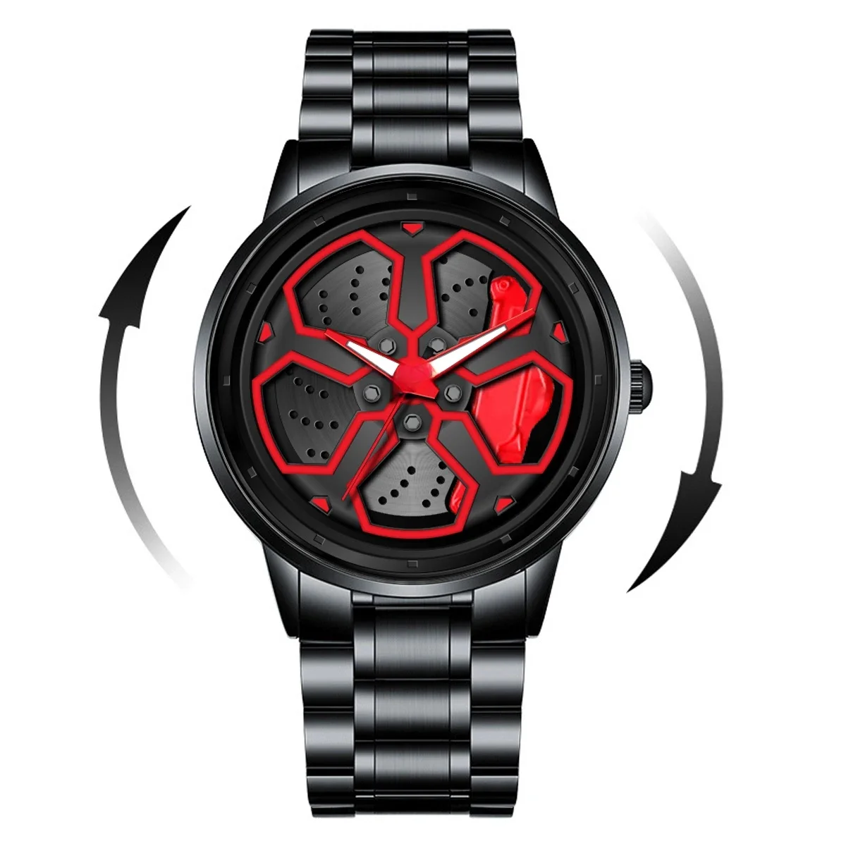 Roue originale rotative hommes montres noir mode bracelet en acier inoxydable sport homme horloge 3Bar mouvement à Quartz montre supérieure pour hommes