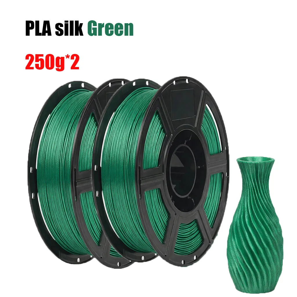 

Шелковистая зеленая PLA-нить 1,75 мм для 3D-печати, катушка 500 г, материал для 3D-принтера, блестящая, шелковистая, металлическая, с эффектом металлического шелка