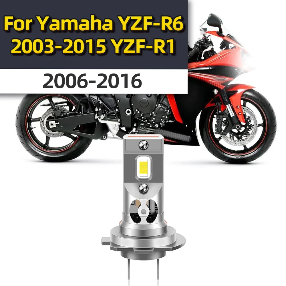 For Yamaha YZF-R6 2003-2015 YZF-R1 2006-2016 Motocycle Headlight H7 LED 12V Motor Bike Scooter Headlamp 15000LM High Low Beam