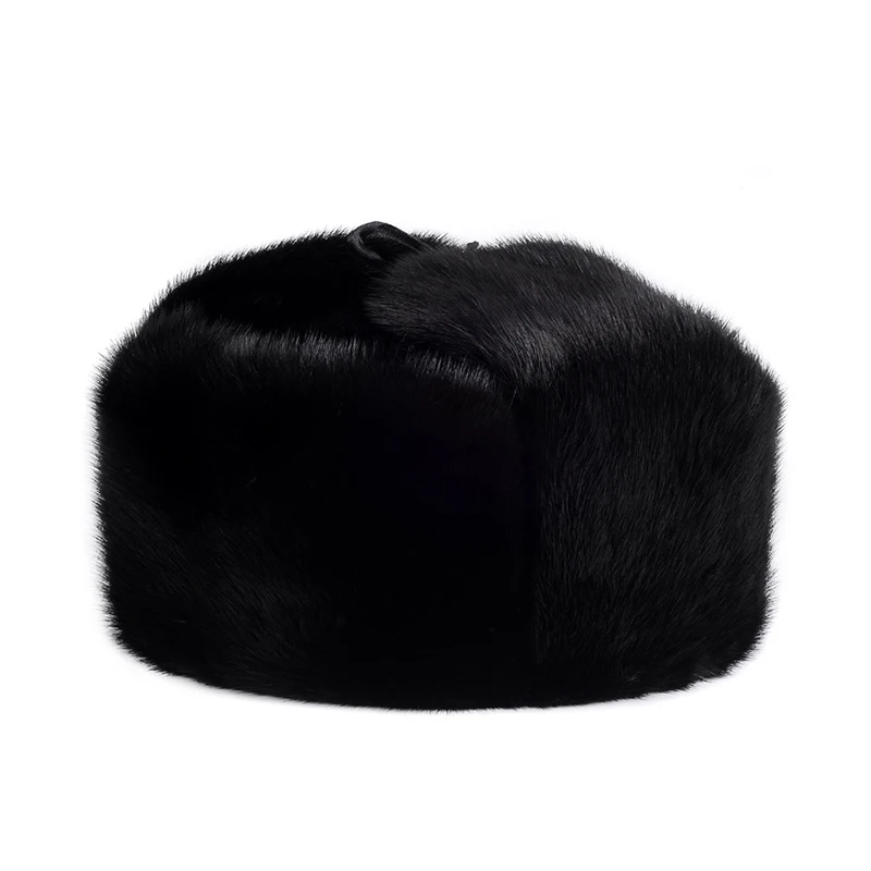 2022 New Russian Bomber Cap Outdoor Warm Earmuffs Mink Fur Hat Men\'s Cap Universal Winter Ski Caps For Men Thickened Hats