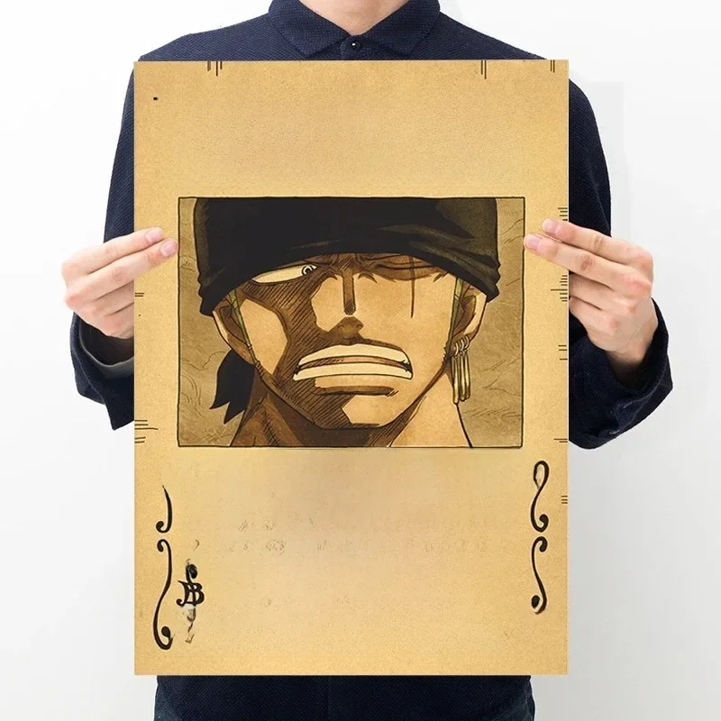 Anime une pièce Luffy 3 milliards Zoro primes recherché affiches quatre empereurs enfant figurines d'action Vintage décoration murale affiche jouets