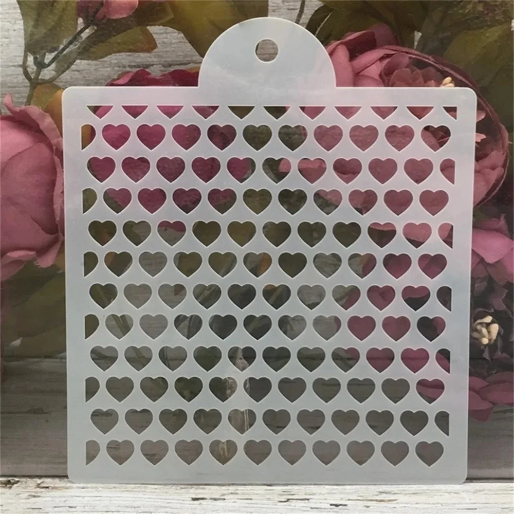1 sztuk 6 cali serce tekstury DIY Layering szablony malowanie ścian kolorowanka szablony do albumu dekoracyjne szablon kartek — zdjęcie 2