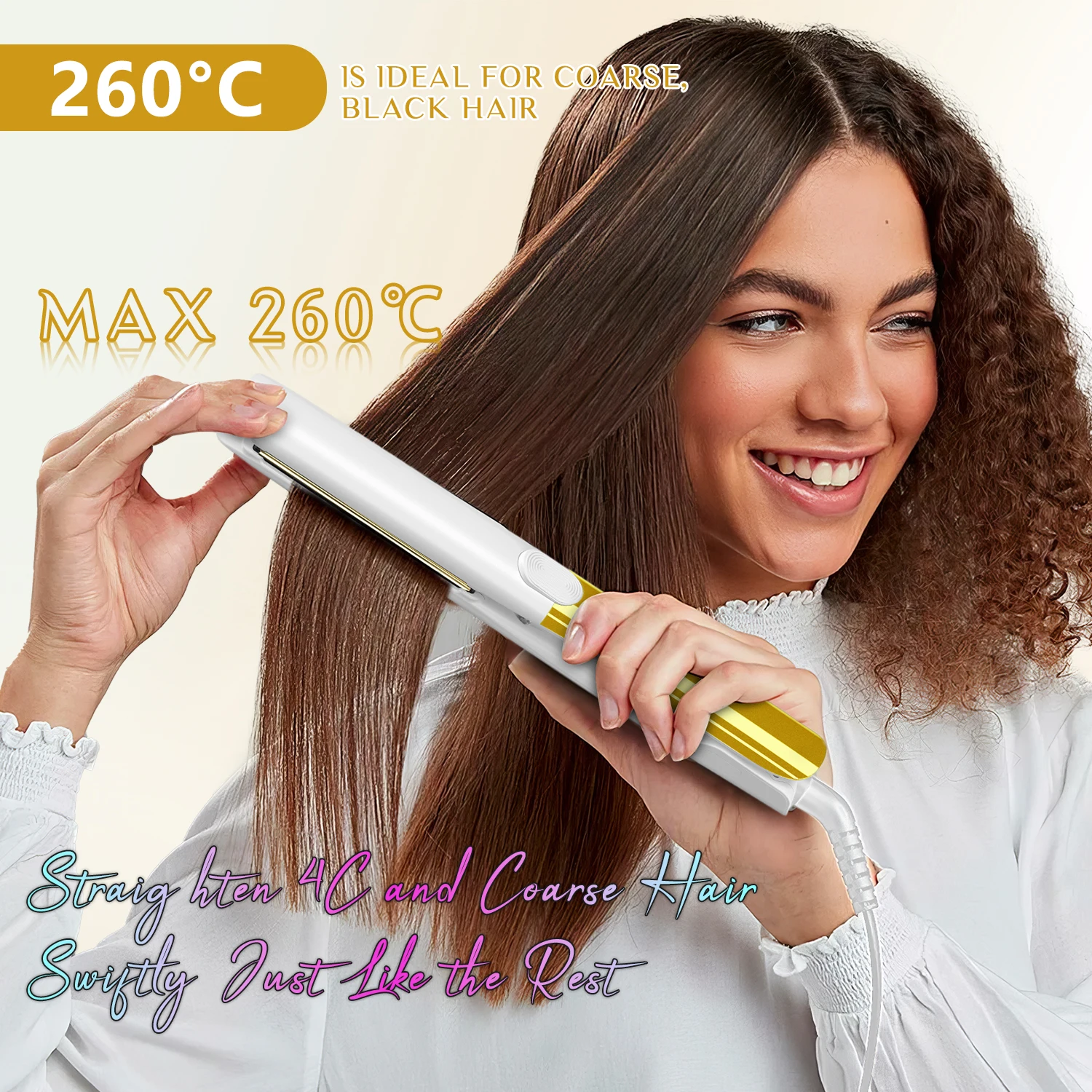 Mirror Titanium Plate Hair Straightener 500F High Temperature Hair Flat Iron For Keratin Treatment Frizzy Hair Recovers Damaged
