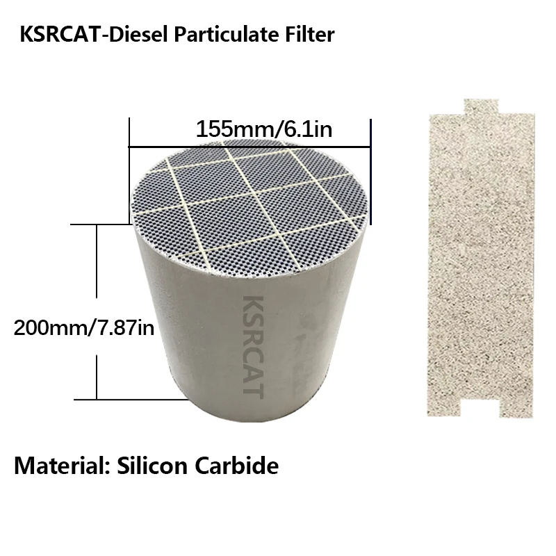 

155*200MM Sic DPF for Removal of black smoke particles Diesel Engine Silicon carbide diesel particulate filter
