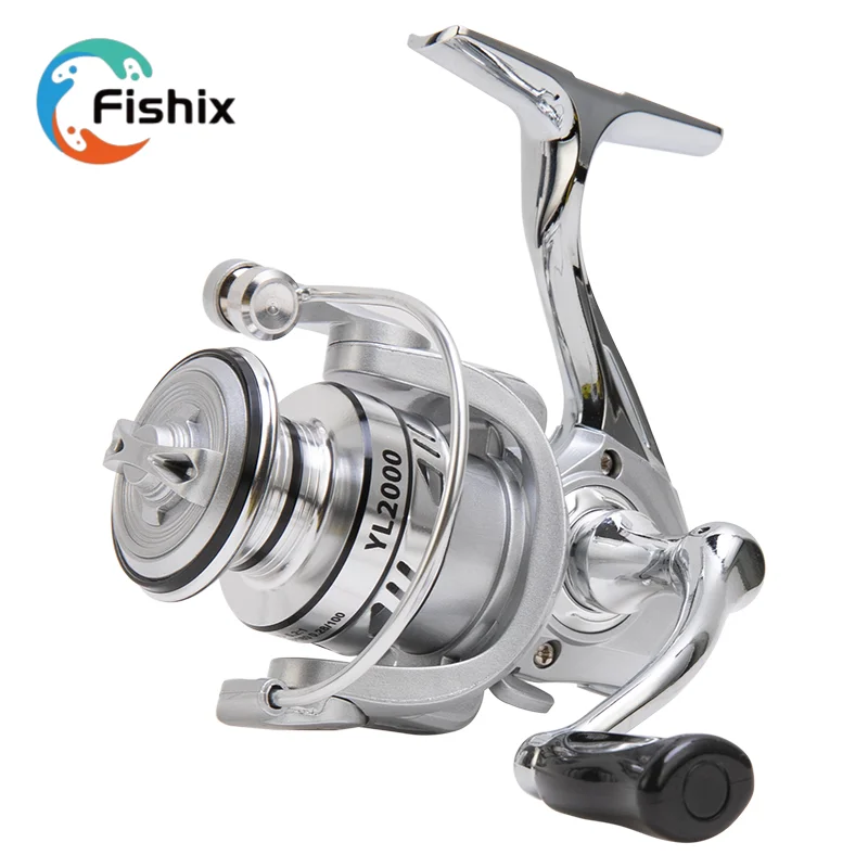 

FISHIX Fishing Reel Metal Wheel Seat 5.2:1 Speed Ratio Spinning Reels Silver Color Folded Rocker Arm Super Strong Brake