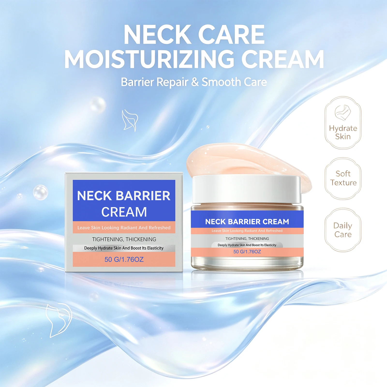 Niacinamide Tightening Firming Neck Cream Jawline Chest Moisturizer Reduces Wrinkles Sagging Crepey Skin Anti‑aging Daily Moisturizer Hydrating Neck Treatment