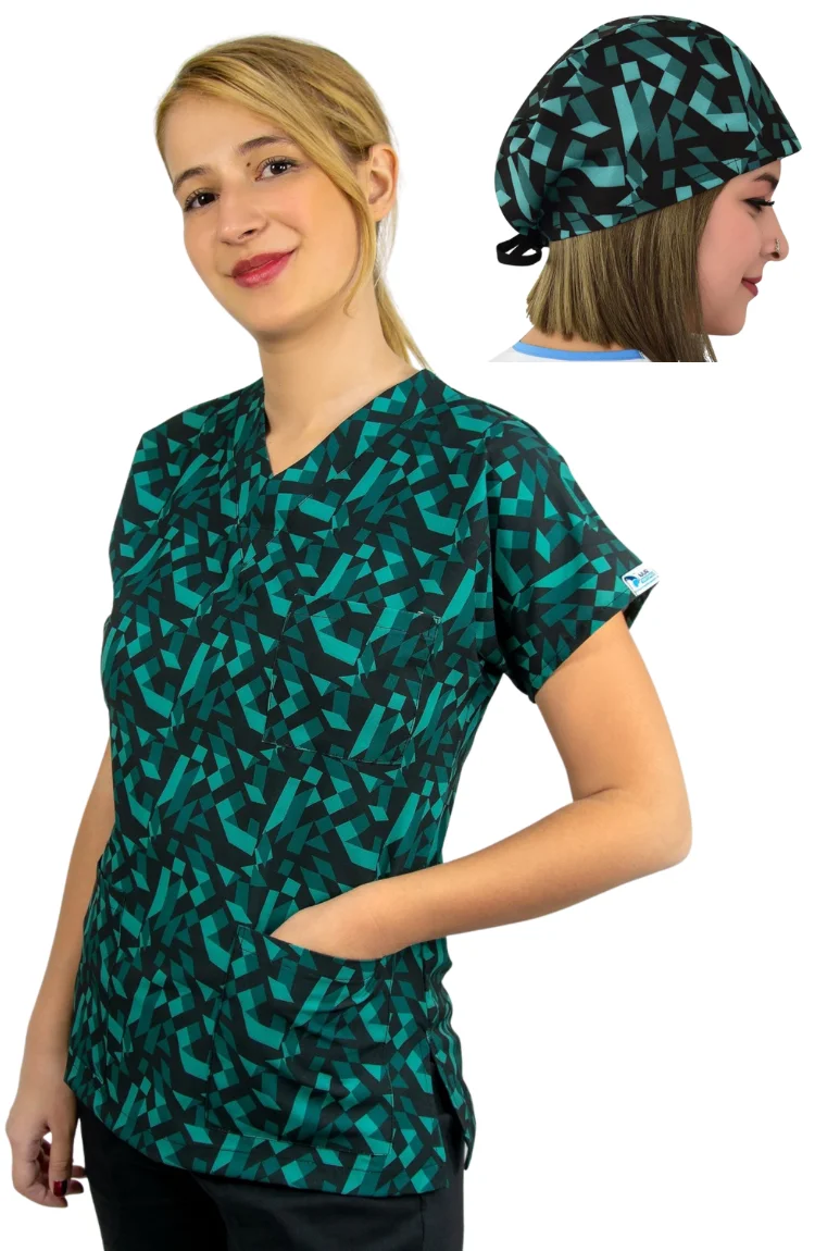 Scrubs Top & Cap, Medical Scrubs Tops,Medical Caps,Medical Bone, Patterned Tops&Caps