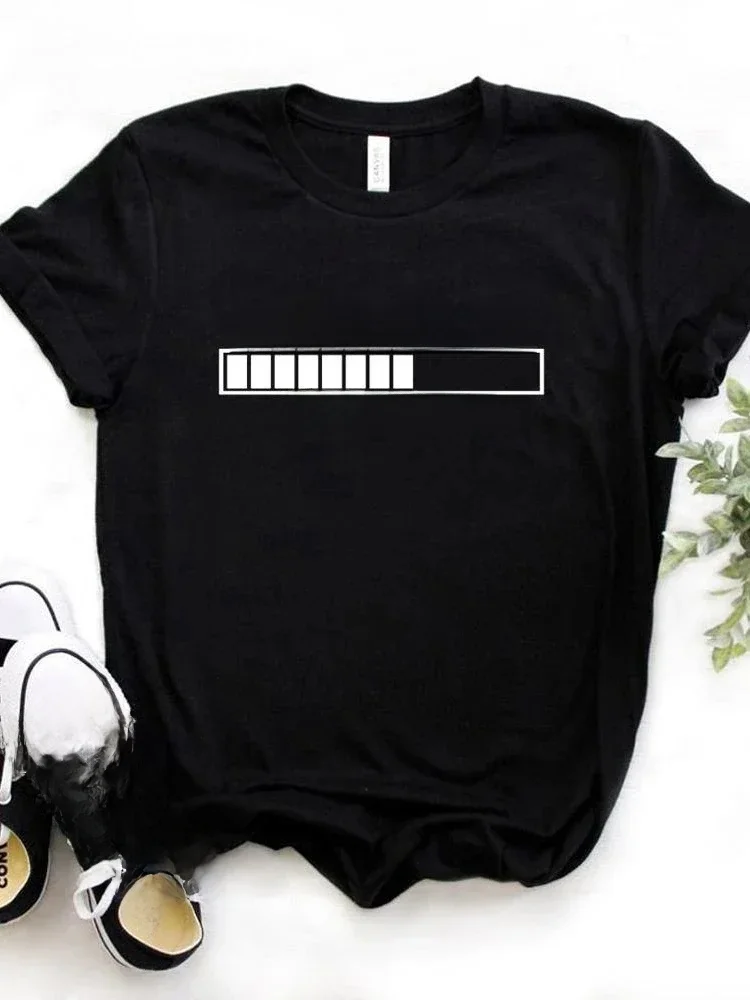 T-shirt damski sarkazm ładowanie proszę czekać nadruk liter Tshirt kobiet z krótkim rękawem O szyi luźny T-shirt damski przyczynowy Tee Shirt — zdjęcie 2