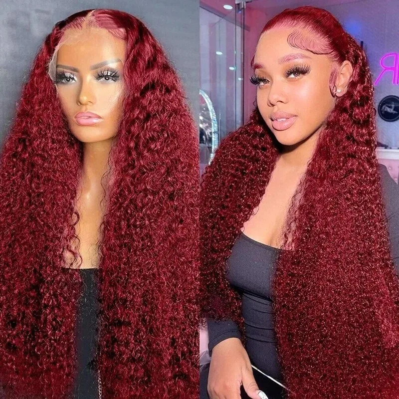 99j Burgundy Red Wig 13x6 Hd Lace Frontal Human Hair Wigs 13x4 Deep Wave Lace Front Wig 30 34 Inch 210 Density Water Wave Wigs