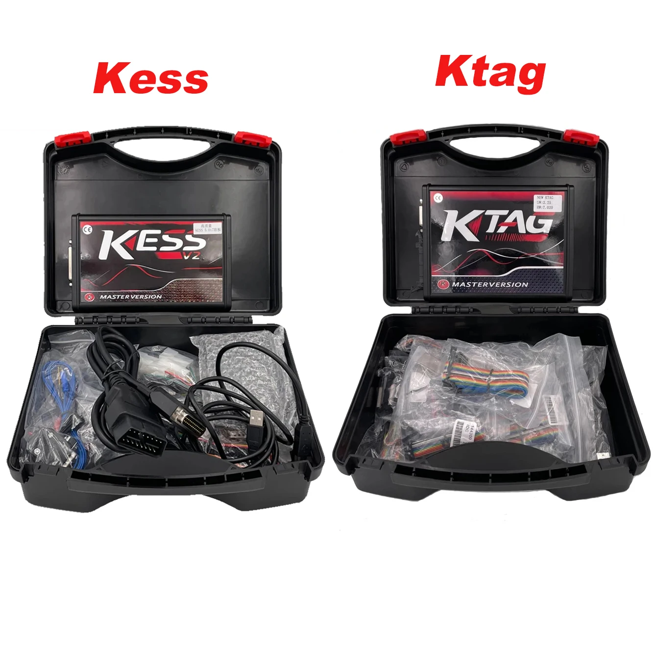 Outil de Réglage de Puce ECU Kess Ktag, Programmeur ECU avec Boîte à Outils, KESS V5.017 2.80 KTAG 7.020 2.25 4 LED Illimité en Ligne V2