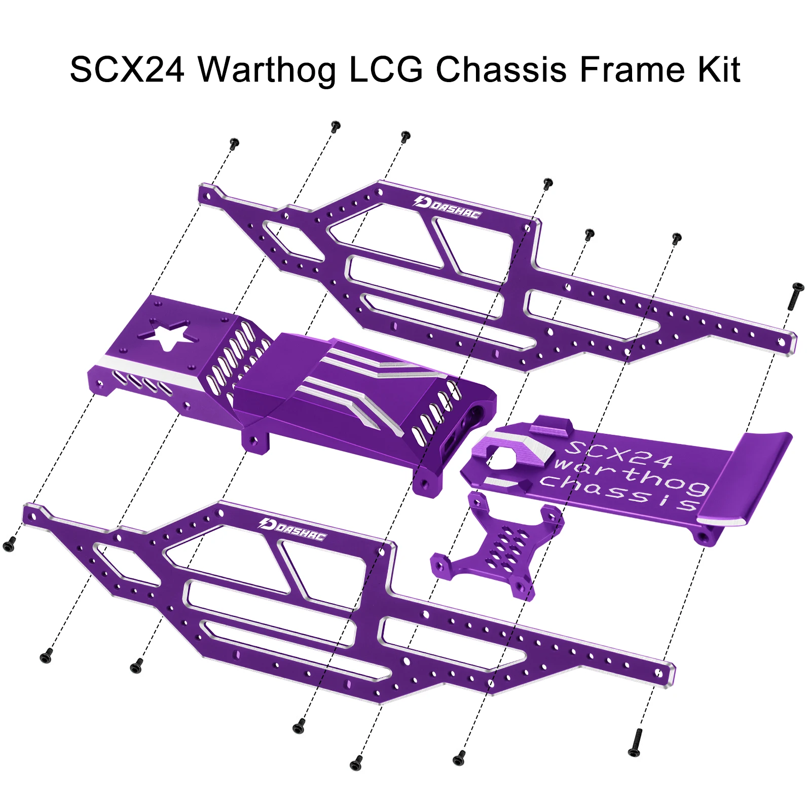 Globact SCX24 Warthog LCG Chassis Frame Kit Aluminum Body Shell Rocks Cage Buggy Chassis for 1/24 SCX24 Gladiator Bronco C10 JLU