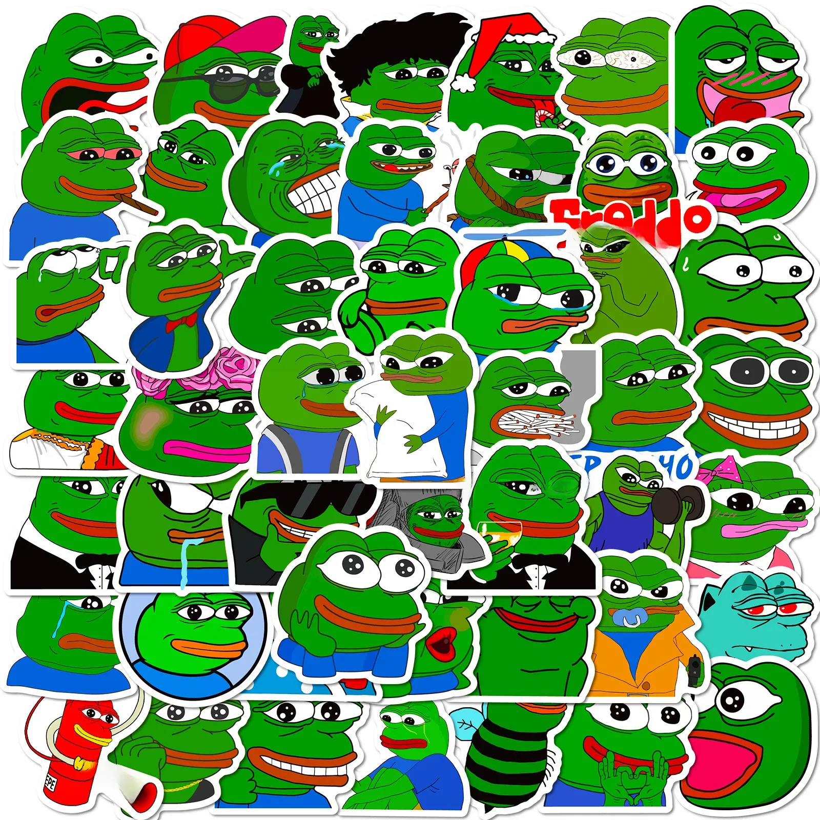 AliExpress UK 10/30/50PCS Cute Frog PEPE Stickers For Skateboard Helmet Gift Box Bicycle Notebook Graffiti Sticker