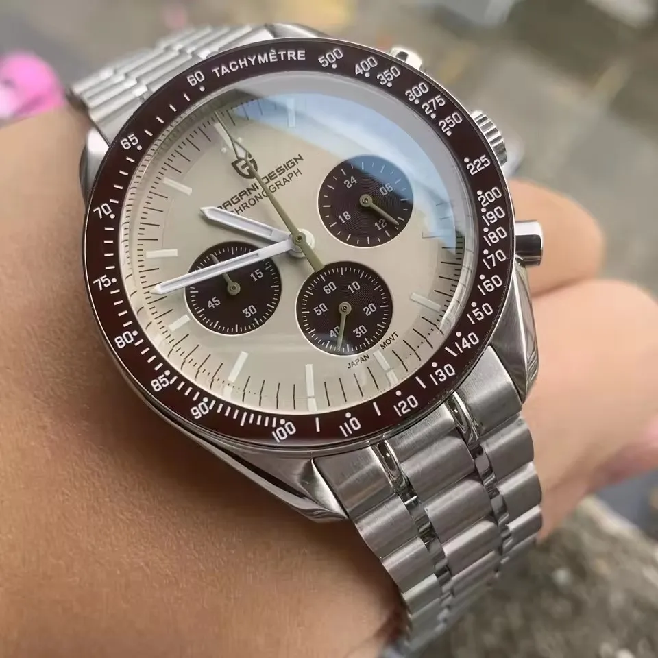 Nouvelle Montre Homme PAGANI DESIGN Saturn 2026 – Montre à Quartz de Luxe Supérieure pour Homme, Chronographe Sportif, Verre Saphir AR, Lunette Céramique Lumineuse, Étanche, Acier Inoxydable, Idéal