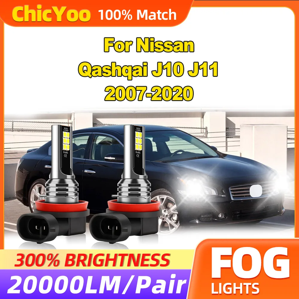 

20000LM CSP Chips LED Fog Lamps 60W Fog Lights 6000K White 12V For Nissan Qashqai J10 J11 2007-2015 2016 2017 2018 2019 2020