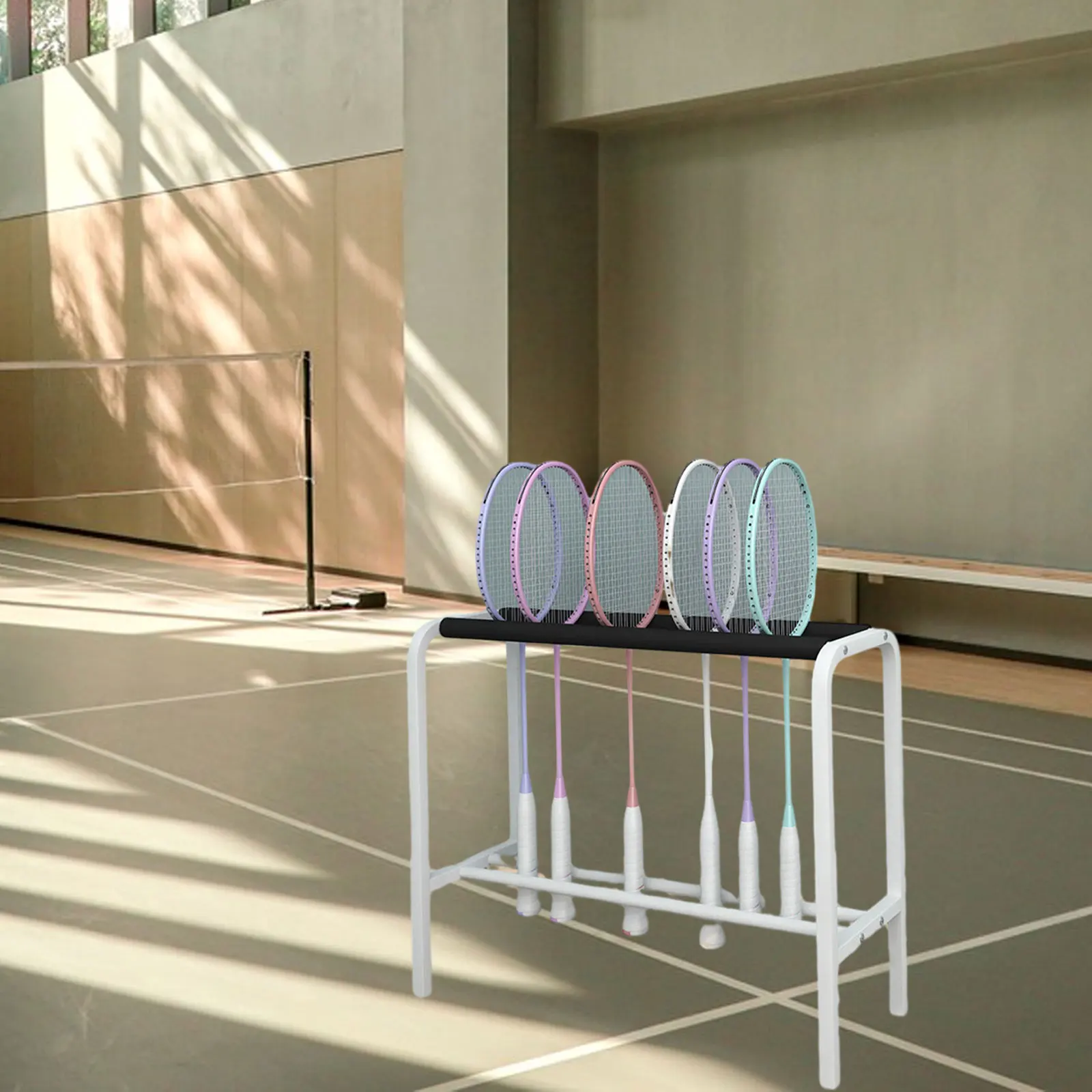 

Стеллаж для хранения ракеток для бадминтона. Стабильная многофункциональная стойка для демонстрации теннисных ракеток. Стойка для демонстрации теннисных ракеток. Стабильное поле.
