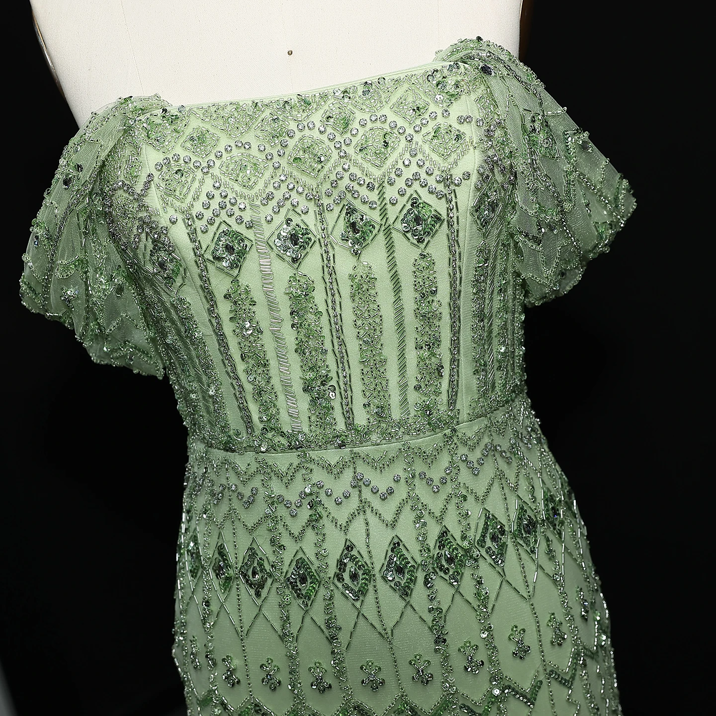 Sharon Said Luxuriöses Dubai Grünes Meerjungfrauenkleid Arabisches Abendkleid Fliederfarbene Flügelärmel 2026 Damen Hochzeitsfeierkleider SS291 Maßanfertigung – Detail 14