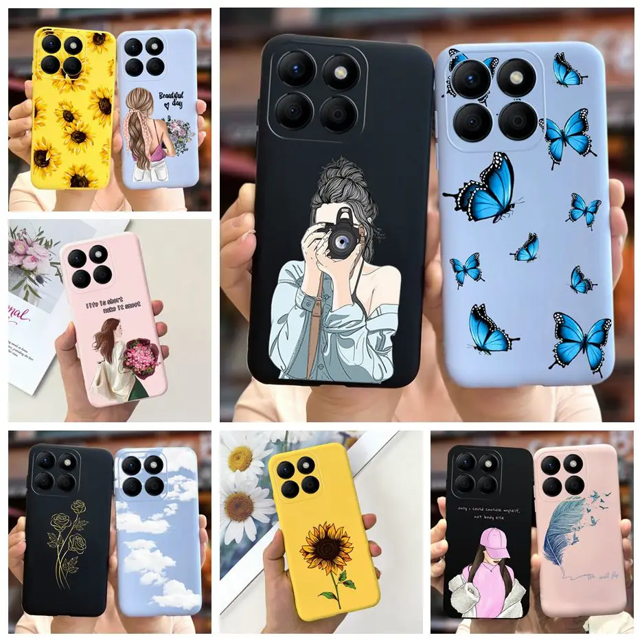 For Honor X8b Case LLY-LX1 Pretty Girls Butterfly Painted Cover Soft TPU Phone Cases For Honor X7b X 8b HonorX7b HonorX8b Bumper