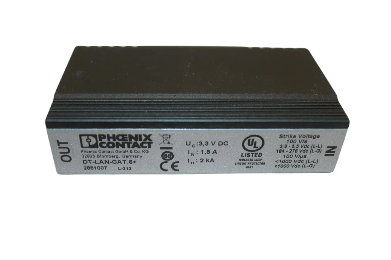 Phoenix Contact DT-LAN-CAT.6+ Surge Protection Device - 2881007 | Ethernet & Network Lightning Protection | CAT6 Compatibility