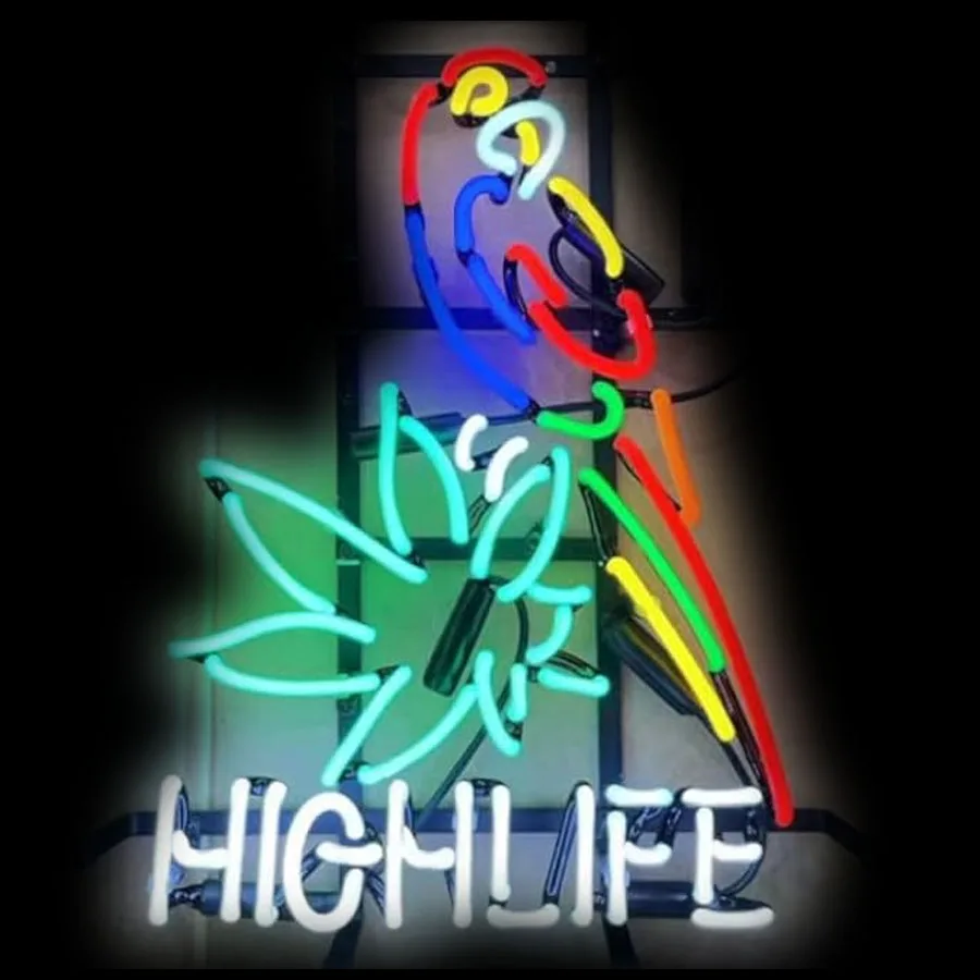 

High Life sign Parrot Beer Neon Sign Neon Bulb Sign Neon Light Room Club Bar Glass Tube Handcraft Super Bright indoor lamps