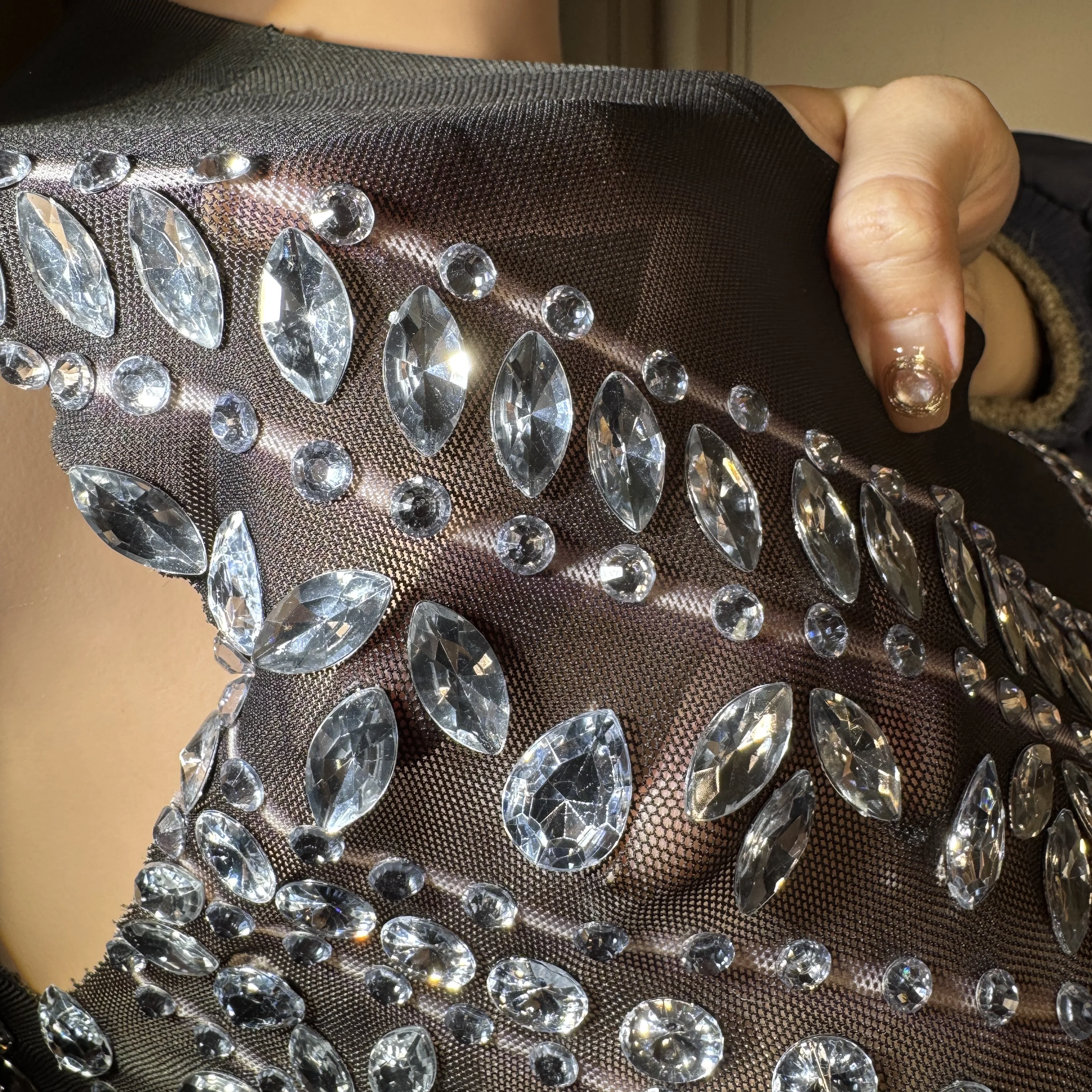 

Элегантное вечернее платье ZD с геометрическим сетчатым узором и стразами, без рукавов, для женщин, роскошное, для дня рождения, для ночного клуба