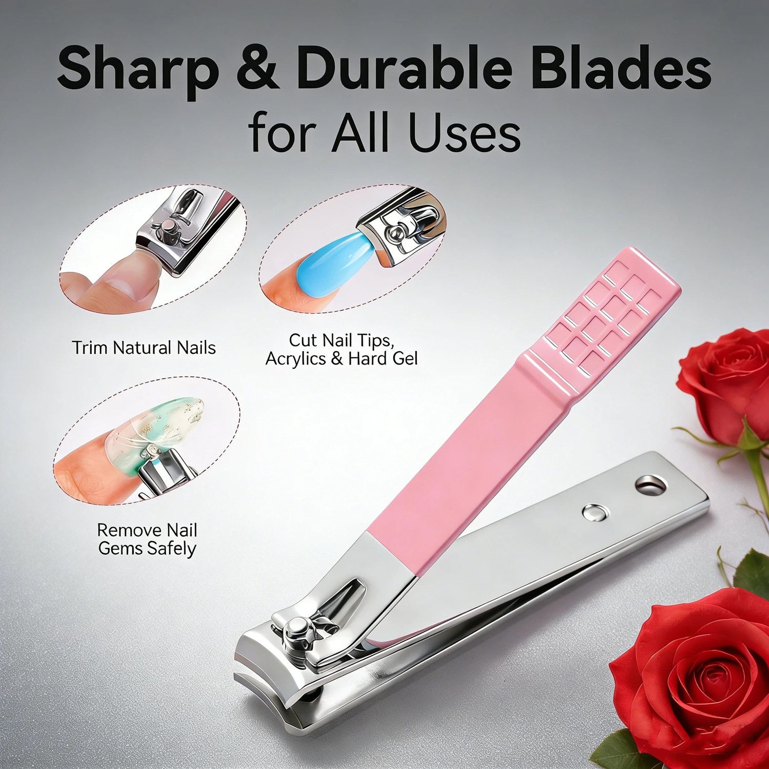 4PCS Manicure Set , Professional Cuticle Trimmer and Nipper, 2 Cuticle Pushers & Nail Clipper, Stainless Steel Nail Supplies