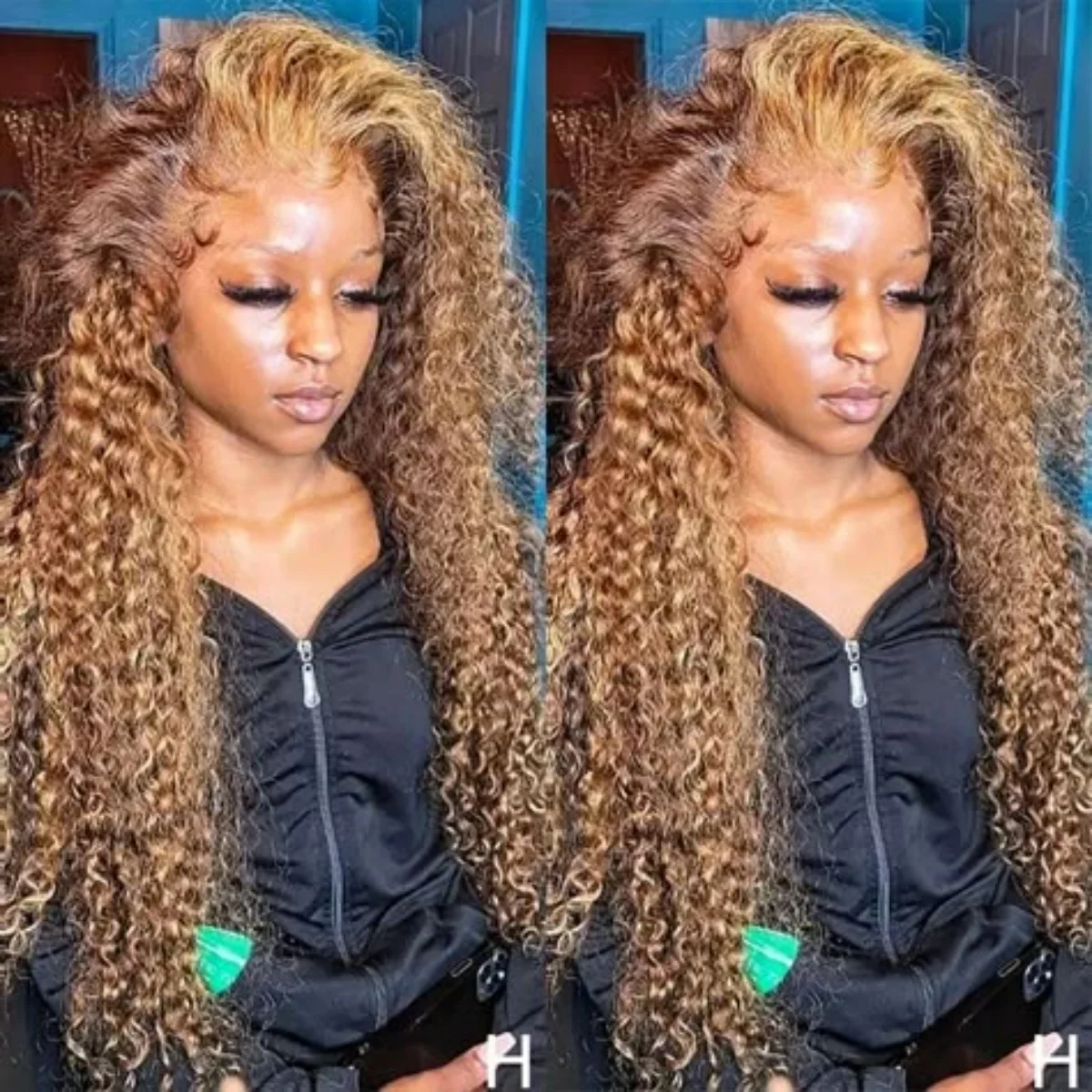 

250 Density 4/27 Highlight Ombre Deep Wave HD Lace Front Wigs Curly 30 40 Inch Brown 13x6 Lace Frontal Human Hair Wig Water Wave