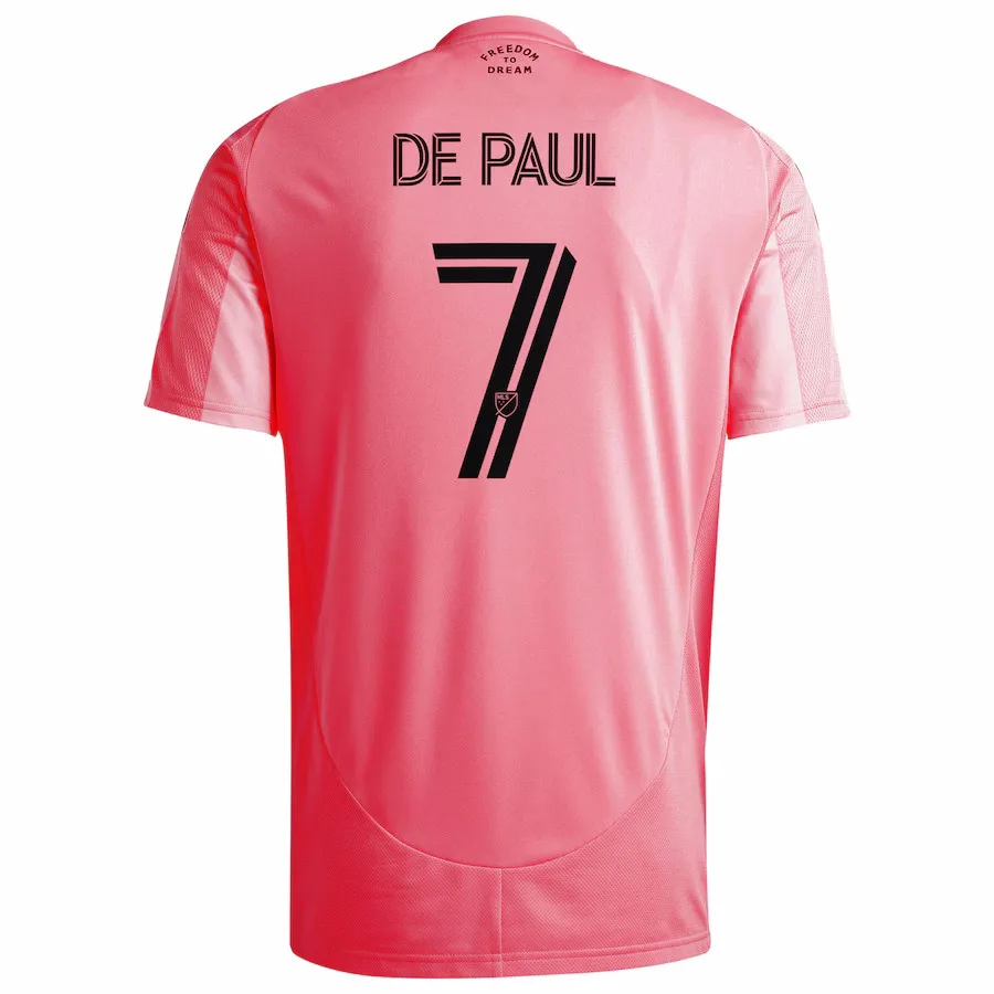 Rodrigo De Paul Camisa 2025 Rosa claro Negro Azul Tercera camiseta de fútbol para hombres mujeres jóvenes