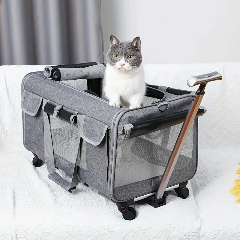 Extra Grote Draagbare Trolleykoffer Voor Huisdieren, Afneembare Hondentrolleykoffer, Grote Opvouwbare Dierentas Voor Katten Reistas - afbeelding 2