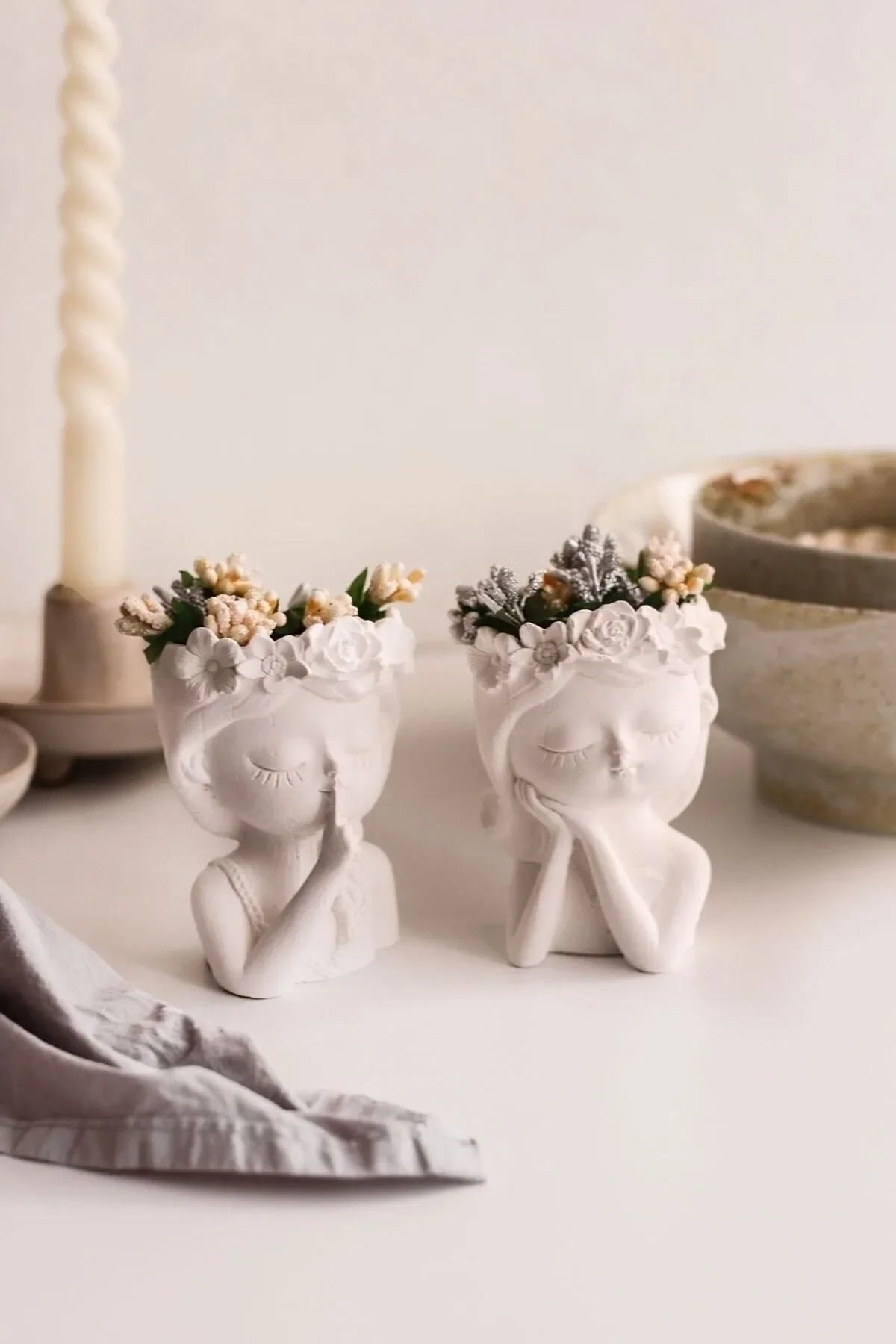 Candle Flower Girls Duo Stylish Modern Peaceful Happy