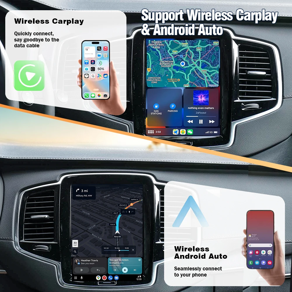 Boîtier décodeur AUTOTOP Full Screen Upgrade avec CarPlay sans fil pour Volvo Full Screen XC90 XC60 S60 V60 S90 V90 2017-2022, Module GPS de véhicule avec Mirror Link