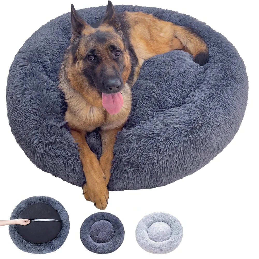 Large Dog Bed Round Plush Dog Cushion Beds for Medium Big Dogs Winter Warm Pet Kennel Sofa Soft Cat Bed Removable Dog Beds Mat