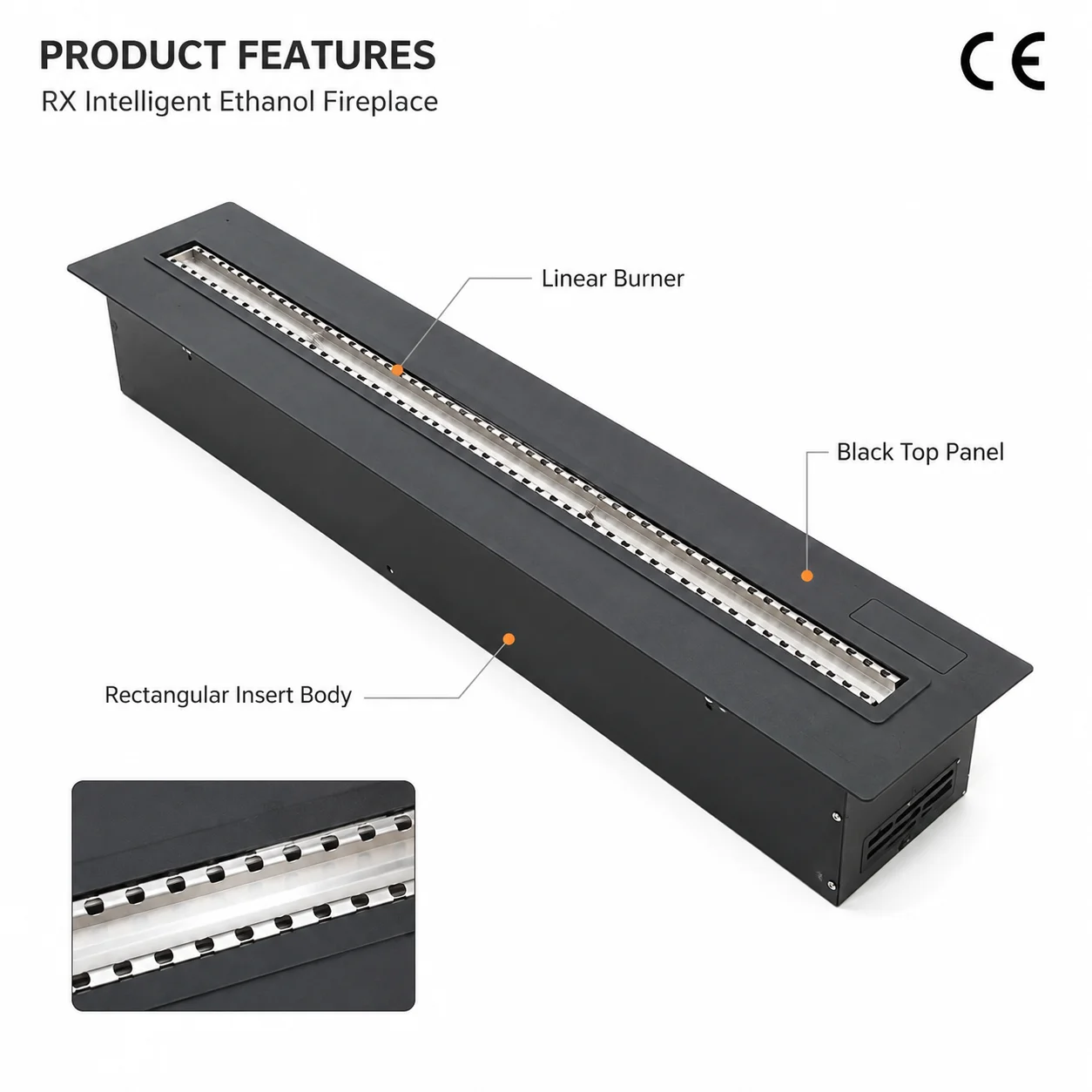 SXFireplace SXRX Smart Linear Bioethanol Burner Insert for Fireplaces with Remote Control Home Heating Accessories