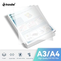 A4 A3 100 Stück DTF-Transferfolie PET Hitzepresse Sublimation Matt Doppelseitig Klar Pretreat Sheets Aufbügeltransfers für Kleidung