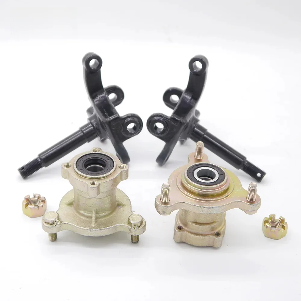 1 zestaw 3 Stud Steering Strut Knuckle wrzeciona z hamulcem tarcza koła Hub pasuje do 49cc 110cc elektryczny ATV UTV wózek golfowy części rowerowe — zdjęcie 2