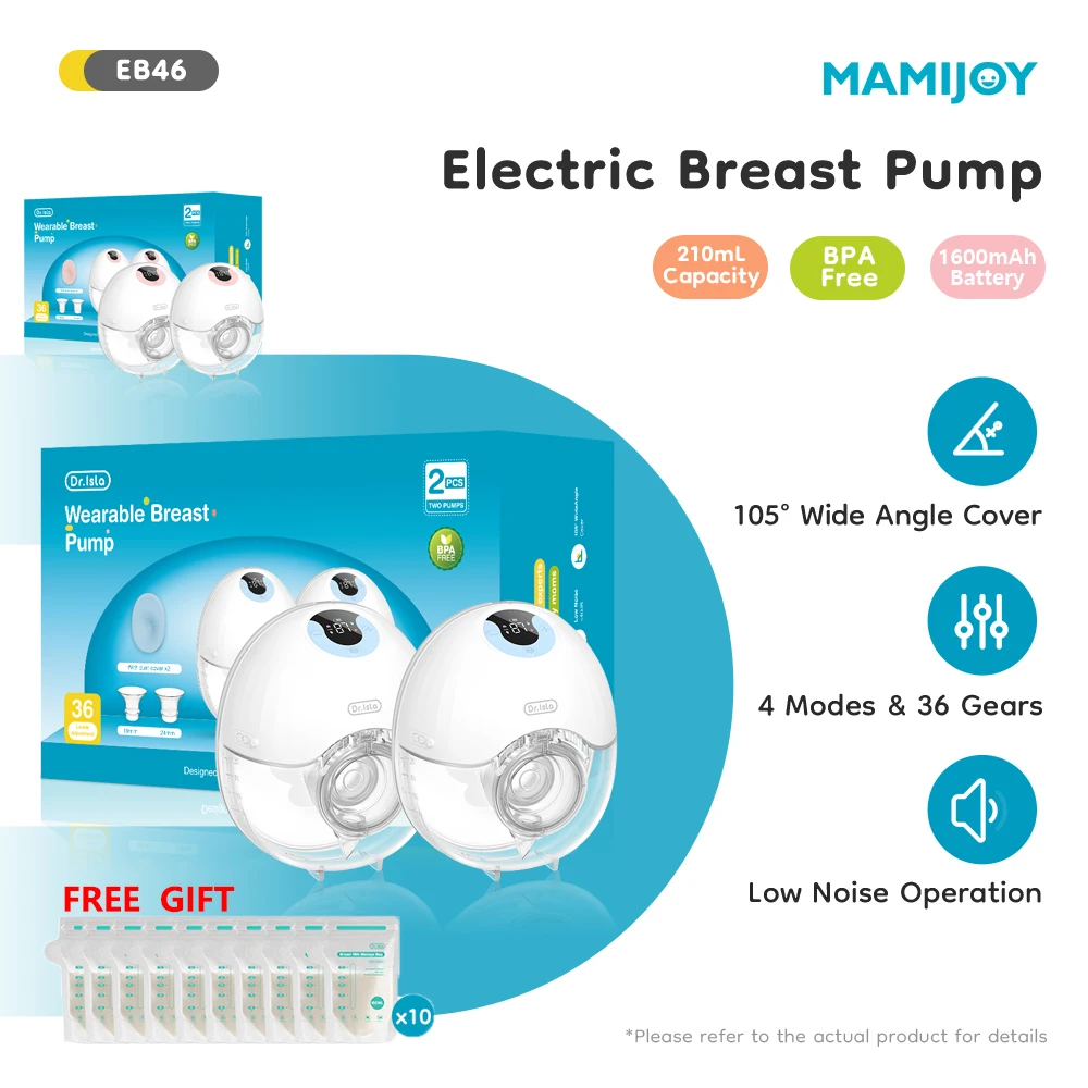 mamijoy-2pcs-wearable-electric-breast-pump-4-modes-36-levels-hands-free-low-niose-free-gift-10pcs-milk-storage-bag-eb46d