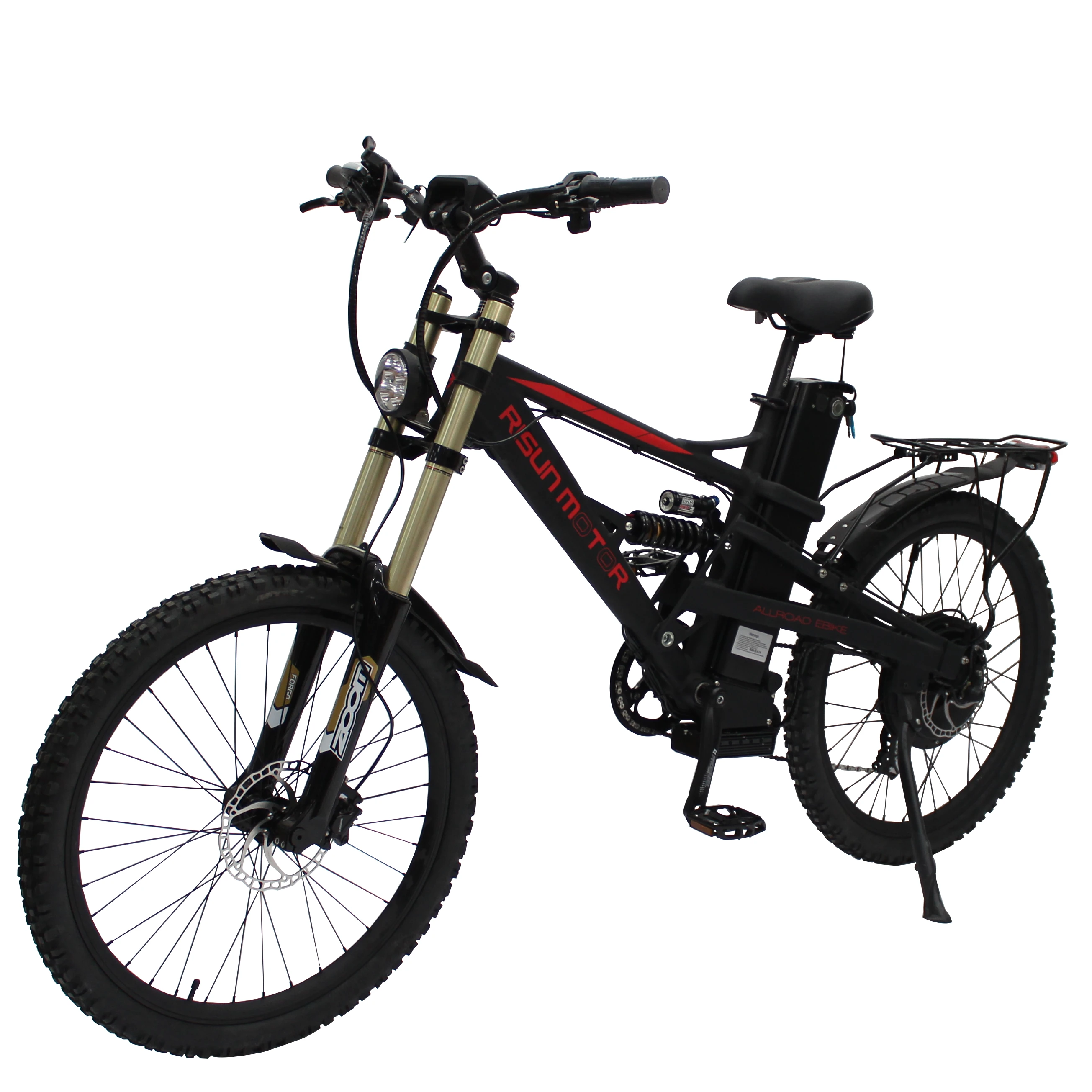 

Customized 48V 1500W 26 Inch Mustang Mountain eBike Frame With Suspension and 48V 17.5AH battery with samsung 35E Cells