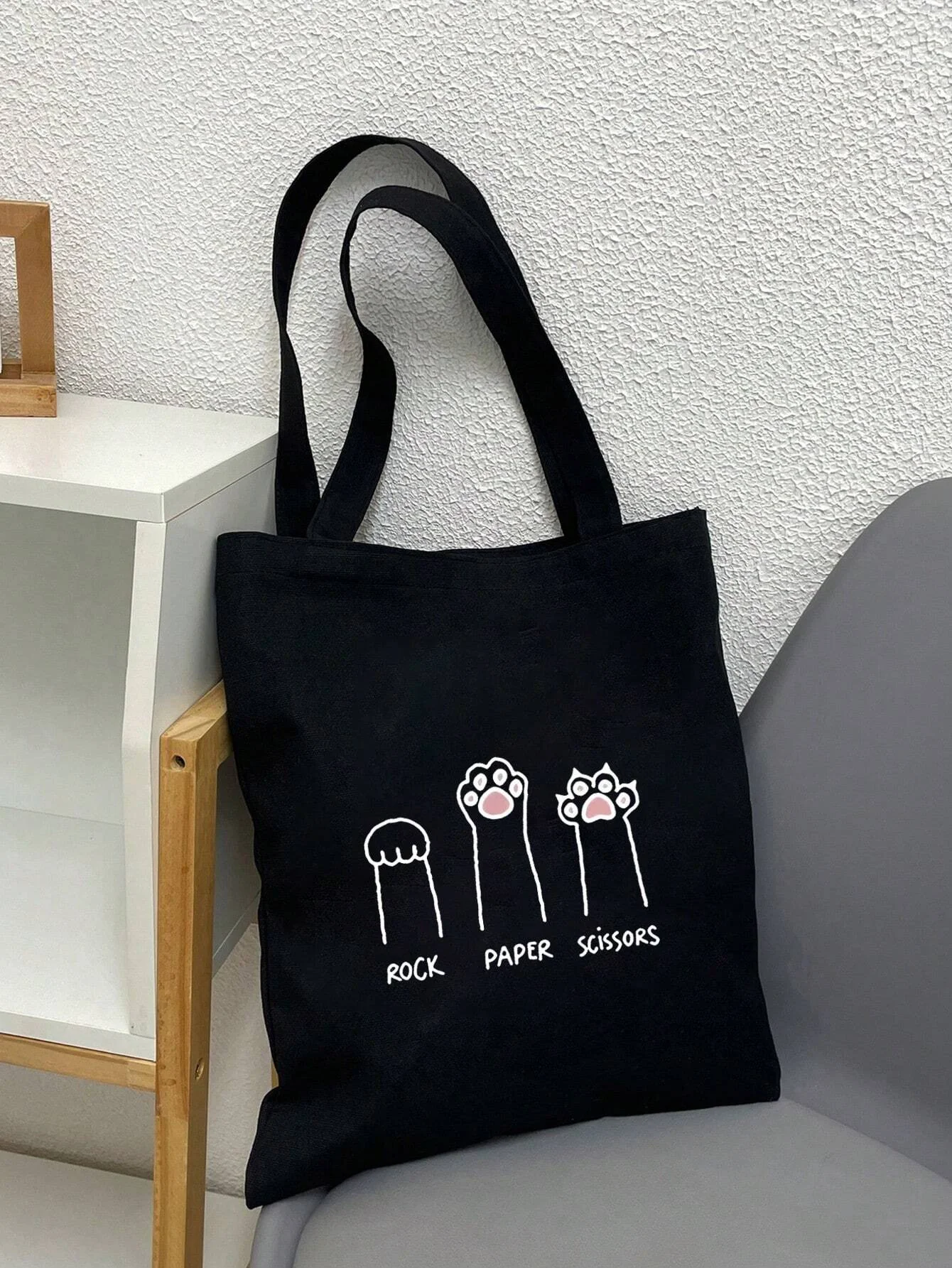 Cute Cat Claws Pattern Large Capacity Canvas Shoulder Bag Tote Bag Canvas Bags Shopping Bag For Teen Girls Trendy canvas bag