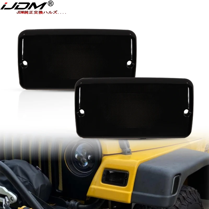 

iJDM Front Bumper Turn Signal Light Housing Assemblies, For Jeep 1997-2006 Wrangler TJ, Replace OEM Amber/Yellow Lamp 55157033AA